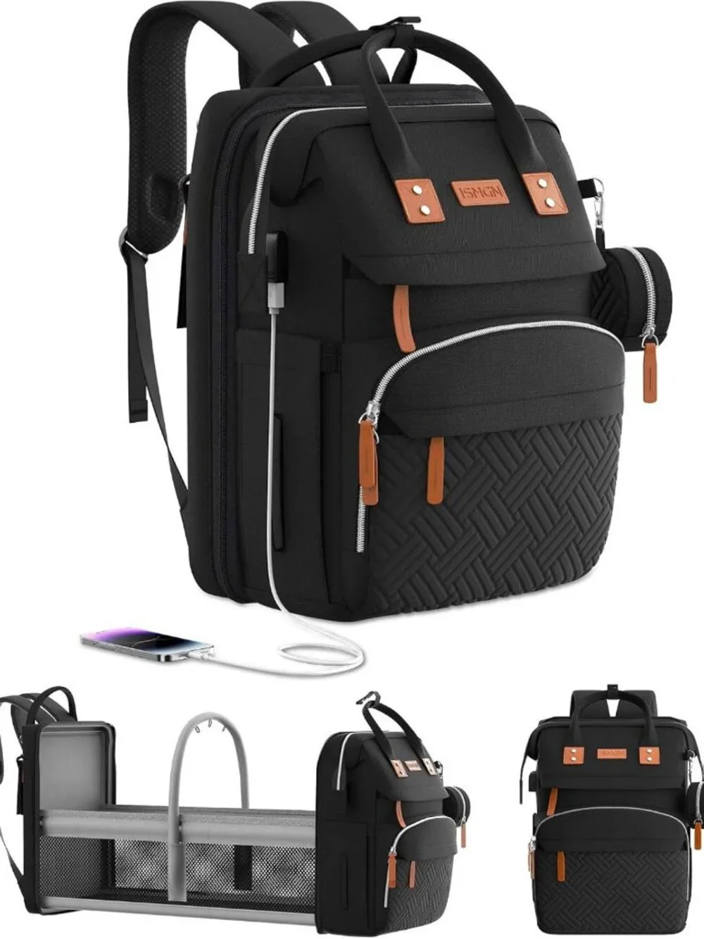 Large Multifunctional Diaper Bag Backpack with Changing Station - Stylish Baby